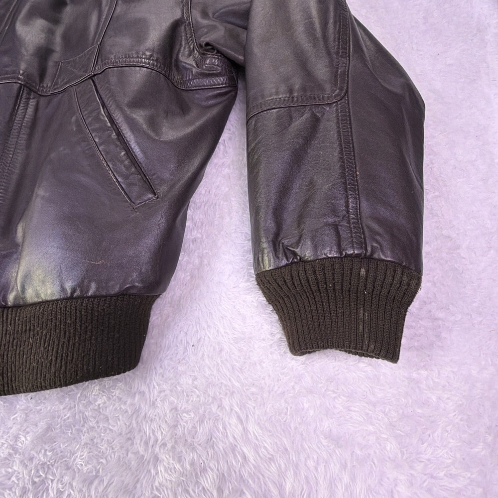 Vintage Hill & Archer Black Bomber Soft Leather Jacket Mens Large (44) Full Zip - Picture 4 of 11